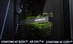Les PDSF de Nvidia pour le GeForce RTX 3060 sont de 329 $ US/329 €/ 299 £. (Source de l'image : Nvidia - édité)