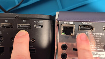 DisplayPort normal et port hybride (source d'image : Jon Bringus sur YouTube)