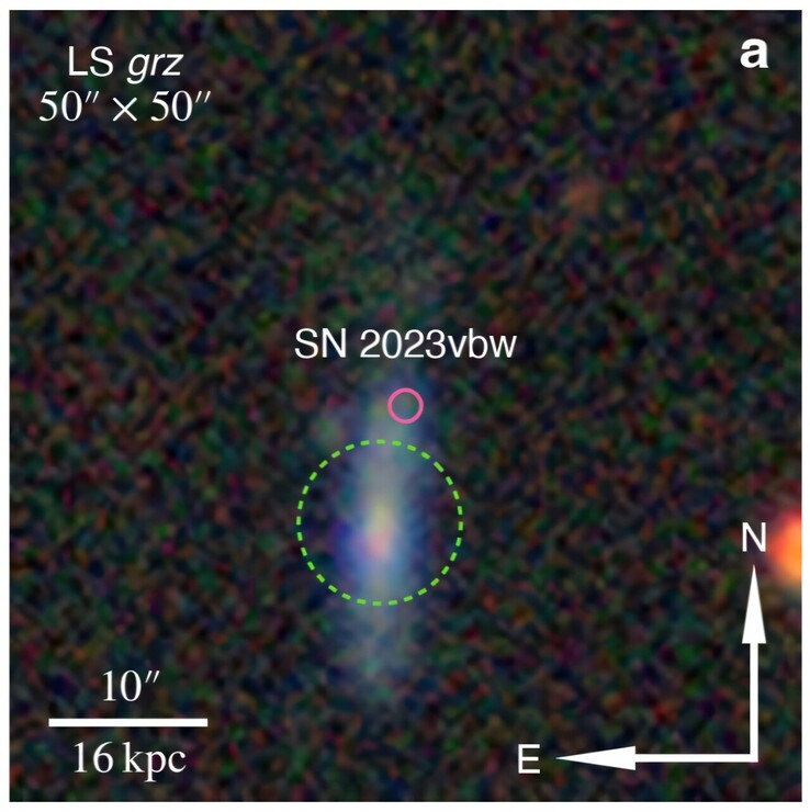 Une image montrant l'emplacement de SN 2023vbw.