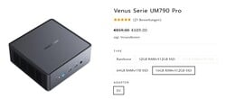 Minisforum Venus Series UM790 Pro, configurations (source : Minisforum)