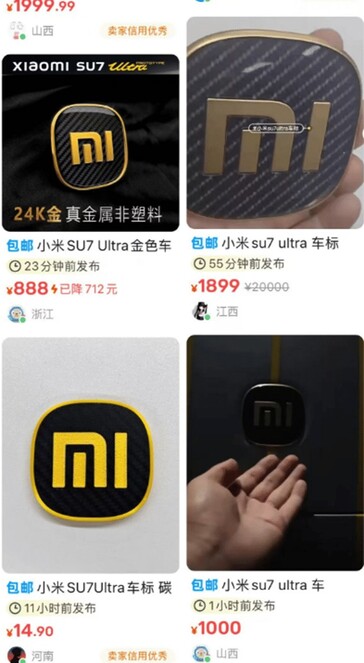Des gens vendent déjà des badges SU7 Ultra plaqués or