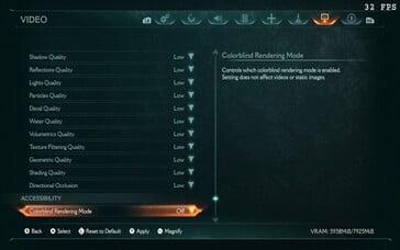 Paramètres du Steam Deck de Doom : The Dark Ages (source de l'image : Notebookcheck)