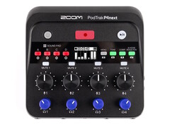 Le PodTrak P4next de Zoom permet de réaliser des podcasts de qualité grâce à la réduction du bruit par l'IA, au polissage du ton de la voix et à la compression du son. (Source de l'image : Zoom)