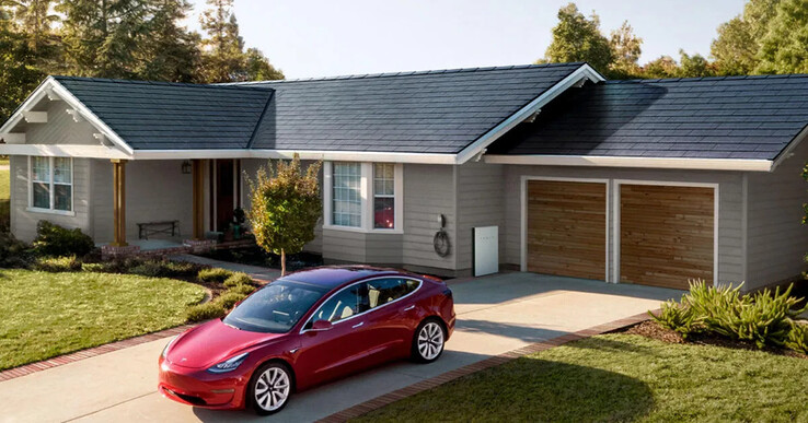 Exemple d'un toit solaire Tesla réalisé (Image : Tesla)