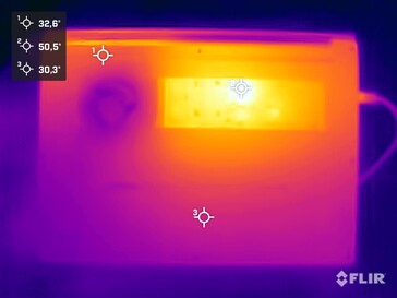 Le dessous de l'appareil pendant le test de résistance