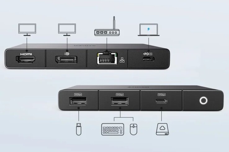 Le hub USB-C Anker 556 (8-en-1, USB4). (Source de l'image : Anker)