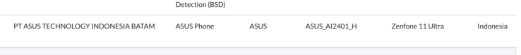 Une entrée pour le Asus Zenfone 11 Ultra a été découverte à l'autorité de certification indonésienne SDPPI.
