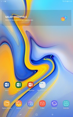 Samsung Galaxy Tab S4 - Écran d'accueil par défaut en mode tablette.