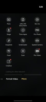 Interface utilisateur de l'appareil photo