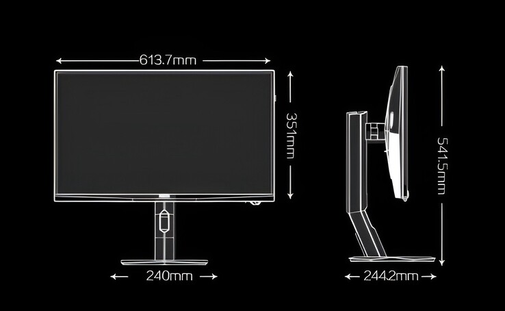 L'image montre les dimensions du moniteur de jeu AOC Agon AG277UX récemment lancé. 