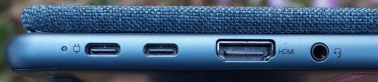 Ports à gauche : 2x USB-C (5 Gbit/s, DP, connexion d'alimentation), HDMI 2.0, casque d'écoute