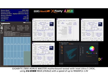 Différentes applications de surveillance affichant les spécifications du processeur, de la carte mère et de la mémoire vive XFinity+. (Source de l'image : V-color)