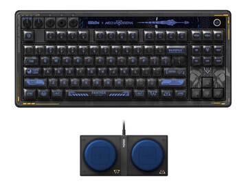 Le 8BitDo Retro 87 Mechanical Keyboard Mecha Break : Panther Edition est livré avec deux Super Buttons et 21 keycaps supplémentaires. (Source de l'image : 8BitDo)