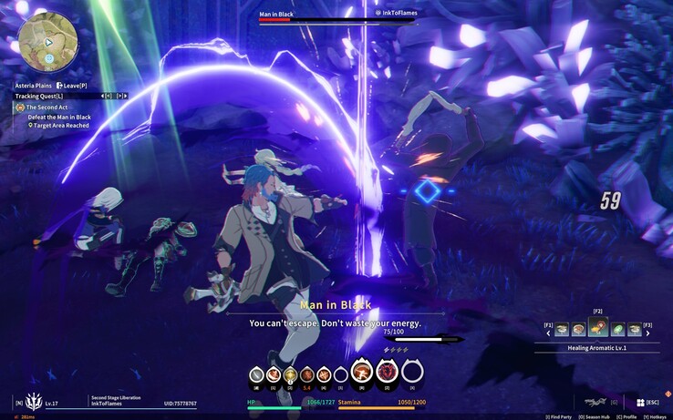 Contrairement à la plupart des MMORPG qui s'appuient sur des rotations de compétences et des jonglages de temps de recharge, Star Resonance propose des combats axés sur l'action. (Image source : Darryl Linington - Notebookcheck)