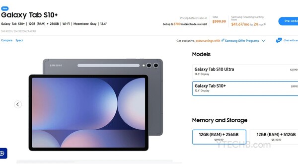 La Galaxy Tab S10+ aura un écran de 12,4 pouces. (Source de l'image : Samsung via Ytechb)