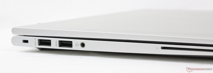 À gauche : HP DriveLock, 2x USB-A 5 Gbps, combo audio 3,5 mm, lecteur SmartCard (en option)