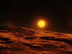 Illustration montrant un soleil et une exoplanète.
