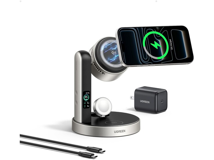 La station de recharge est fournie avec un adaptateur et un câble USB-C