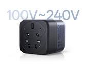 Le chargeur Ugreen X575 est compatible avec une large plage de tensions. Photo : image promotionnelle montrant la face inférieure de l'adaptateur.