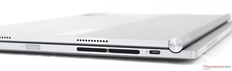 À droite (mode ordinateur portable Windows uniquement) : Bouton d'alimentation à empreinte digitale, USB-C 4.0 + Thunderbolt 4 avec DisplayPort et Power Delivery