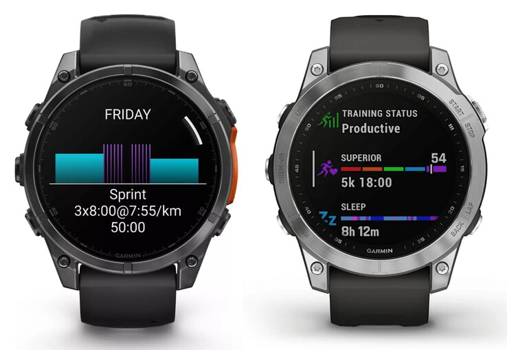 La Fenix 8 à côté de la Fenix 7 Pro. (Source de l'image : Garmin &amp; WinFuture - édité)