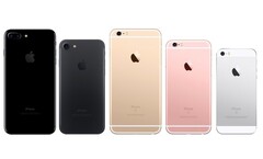 De gauche à droite : Apple iPhone 7 Plus, iPhone 7, iPhone 6s Plus, iPhone 6s, iPhone SE. (Source de l'image : AppleInsider - édité)