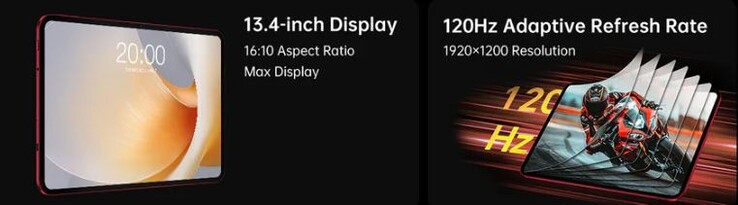 La grande tablette Android est dotée d'un écran 120Hz (Image source : Teclast)