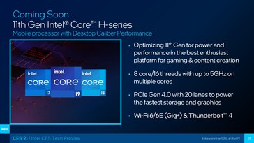 Intel 11e génération Tiger Lake 45 W. (Source : Intel)