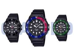 De gauche à droite, Casio MRW-230H-1E1V, MRW-230H-1E2V et MRW-230H-1E3V. (Source de l'image : Casio)