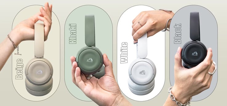 Le casque JVC Kenwood HA-S60W est disponible en quatre couleurs mates et apaisantes : beige, kaki, blanc et noir. (Source de l'image : JVC Kenwood)