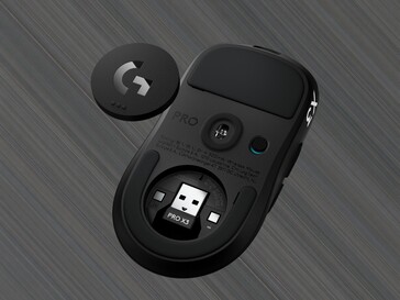Vue du dessous de la souris de jeu Logitech G Pro X3 Superstrike