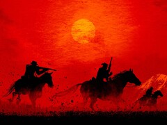 Silhouette des personnages de Red Dead Redemption 2 à cheval. (Source de l'image : Rockstar)