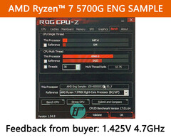 AMD Ryzen 7 5700G Engineering Sample - CPU-Z 1.425 V 4.7 GHz. (Source de l'image : hugohk sur eBay).
