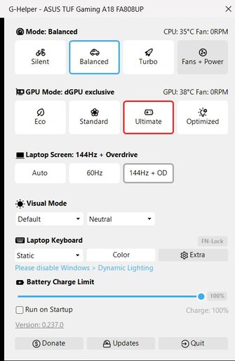 Écran principal - extrêmement réduit et facile à parcourir