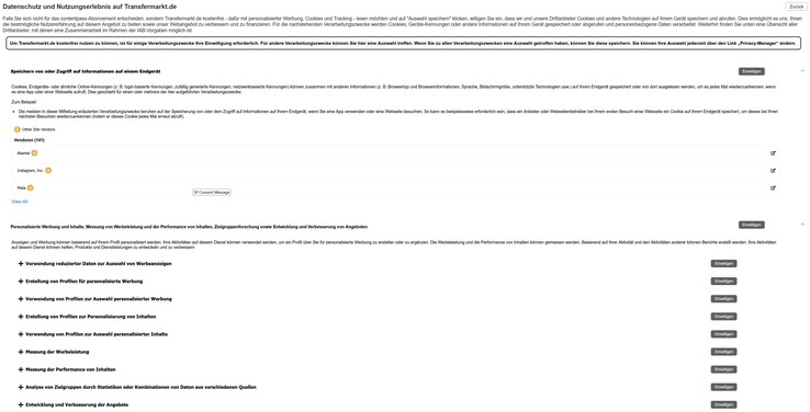 Exemple particulièrement flagrant : le site web transfermarkt.de