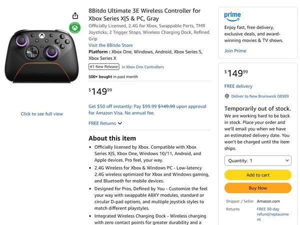 Le contrôleur est temporairement en rupture de stock sur Amazon.