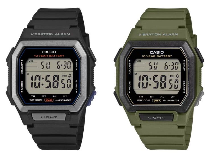 Les montres Casio W-738H-1AV (à gauche) et W-738H-3AV (à droite)