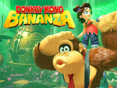 Dessin de Donkey Kong Bananza montrant Donkey Kong et Pauline avec le logo (Source de l'image : Nintendo of America avec modifications)