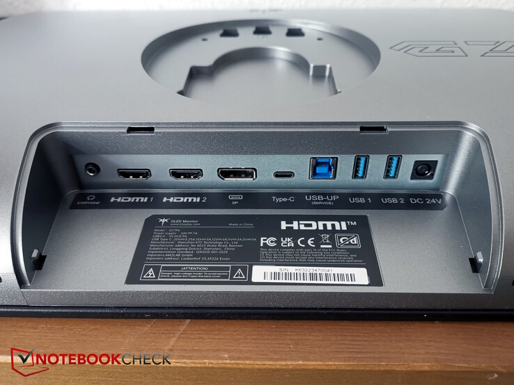 De gauche à droite : Casque, 2x HDMI, DP, USB-C, USB-B Up, 2x USB-A, alimentation