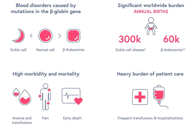 Vue d'ensemble de la drépanocytose. (Source : CRISPR Therapeutics)