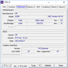 HP EliteBook Folio 1040 G4 - CPU-Z : carte-mère.