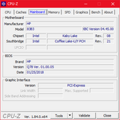 HP EliteBook 830 G5 - CPU-Z : carte-mère.