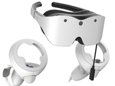 Les lunettes de réalité virtuelle Sharp Xrostella VR1 et les contrôleurs peuvent être utilisés avec des smartphones et des PC. (Source de l'image : Sharp)