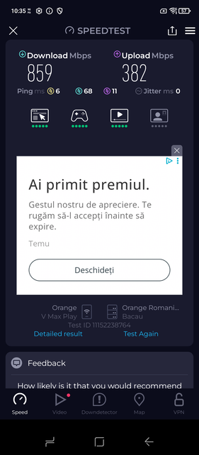Ookla Speedtest, run 1 (Image source : Screenshot - Sergey Tarasov - Notebookcheck)