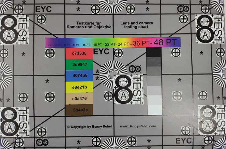 Photo of our test chart