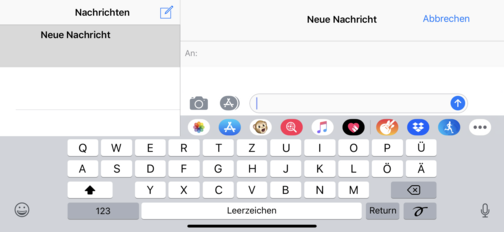 Apple iPhone XR - Clavier par défaut en mode paysage.