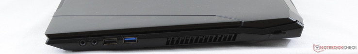 Côté droit : écouteurs 3,5 mm, micro 3,5 mm, USB 2.0, USB 3.0, verrou Kensington.