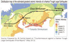 Le tracé du Shinkansen Chūō et le risque sismique en 2013