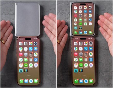 modèle iPhone Ultra/Fold design à côté de l'iPhone 17 Pro Max.