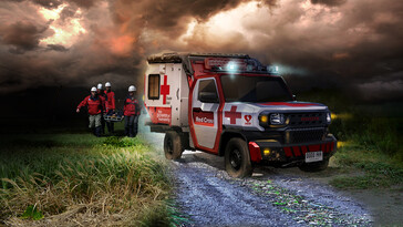 Toyota a également présenté un véhicule ambulancier de la Croix-Rouge basé sur l'IMV 0 (source : Toyota)